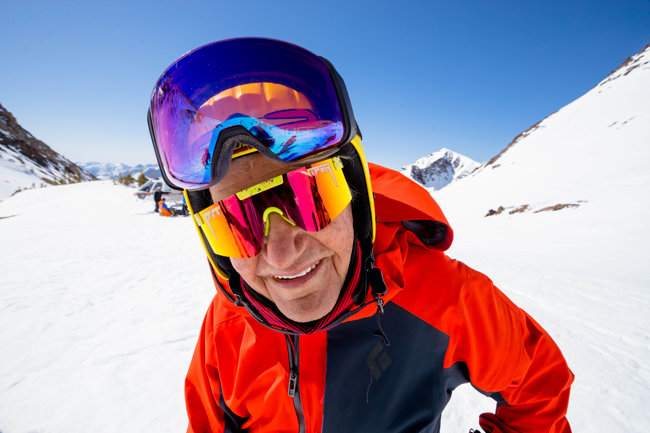 Junior Bounous with sunglasses before heli-skiing
