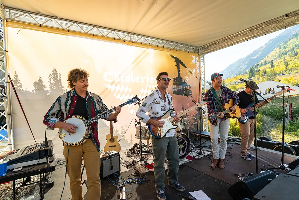 Oktoberfest at Snowbird - band playing on chickadee hill