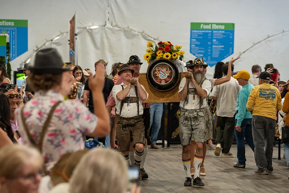 Oktoberfet at Snowbird - carrying in the Keg