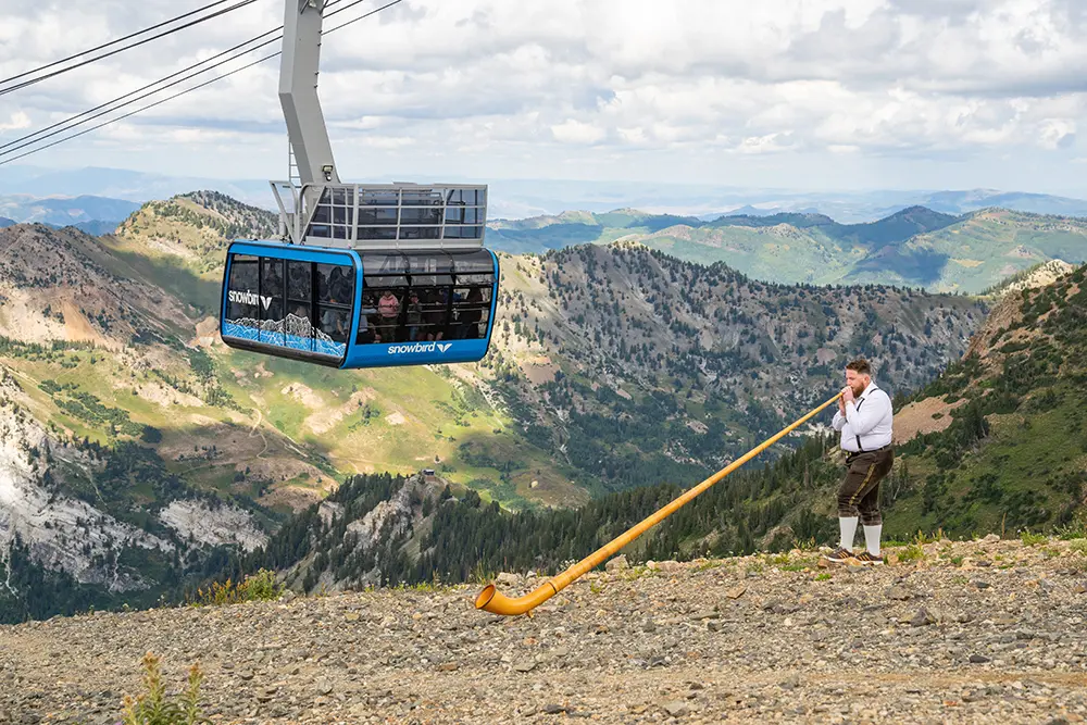 Oktoberfest Alpenhorn on the Summit of Snowbird