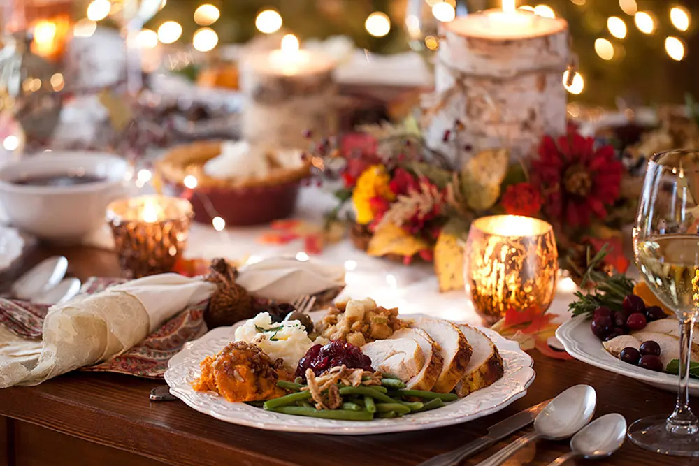 Thanksgiving Spread during Thanksgiving Dinner