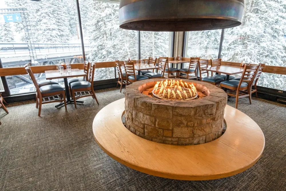 Fireplace at the Forklift Restaurant at Snowbird