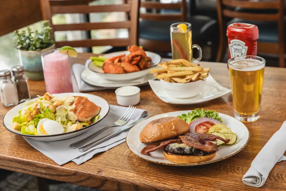 Burger and Salad lunch at The Forklift, dining at Snowbird