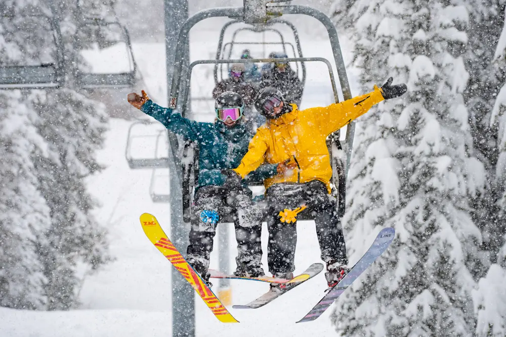 People on a lift at Snowbird in the Snow