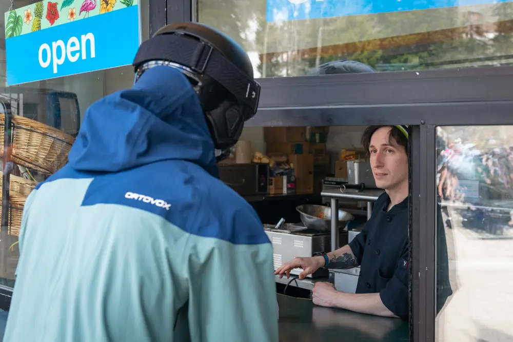 Ordering food at the Birdfeeder - a dining option at Snowbird