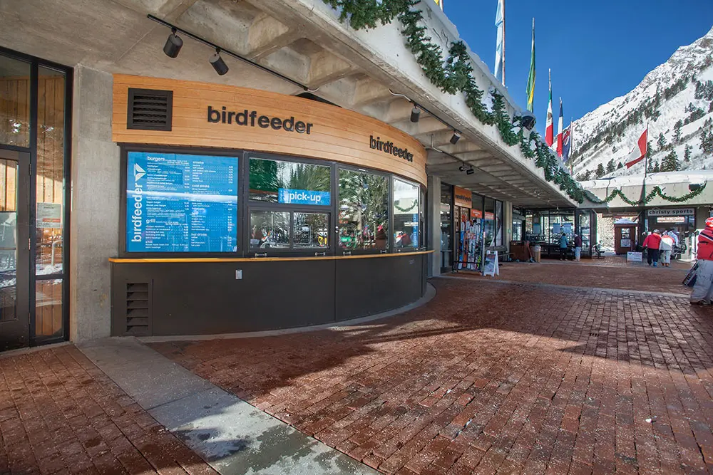 Walk up window at the Birdfeeder - a dining option at Snowbird