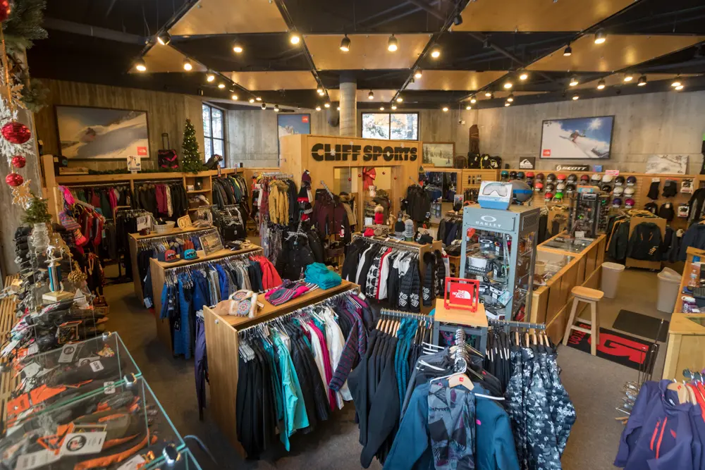 Cliff Sports full of snowboard and ski apparel