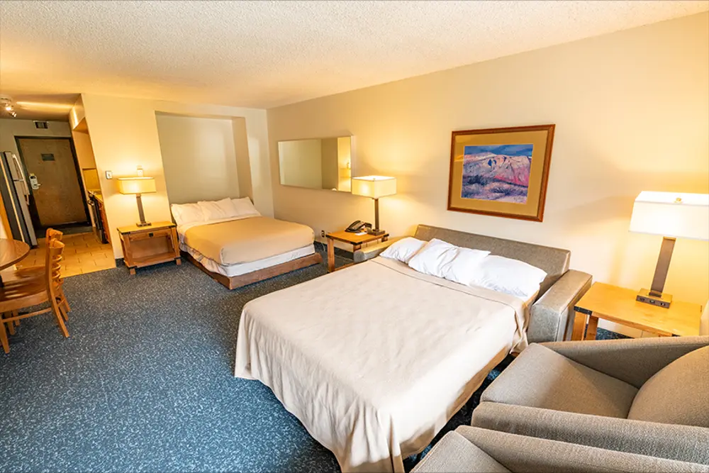 View of the Efficiency Room's 2 beds at the Iron Blosam Lodge at Snowbird