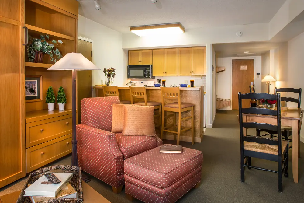 The loft at Inn- a view of the living area and the kitchen