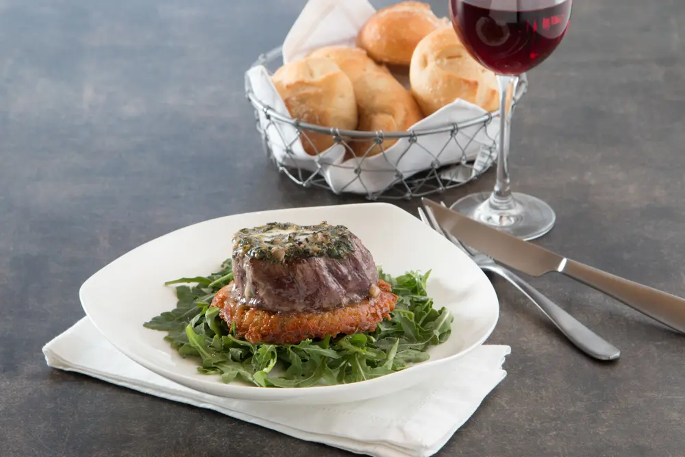 The Lodge Bistro at Snowbird - a steak dish over arugula