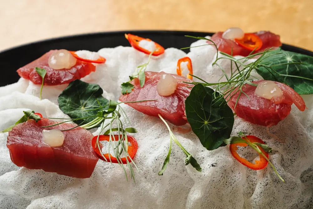 Tuna dish with red chilies at Snowbird's Aerie restaurant