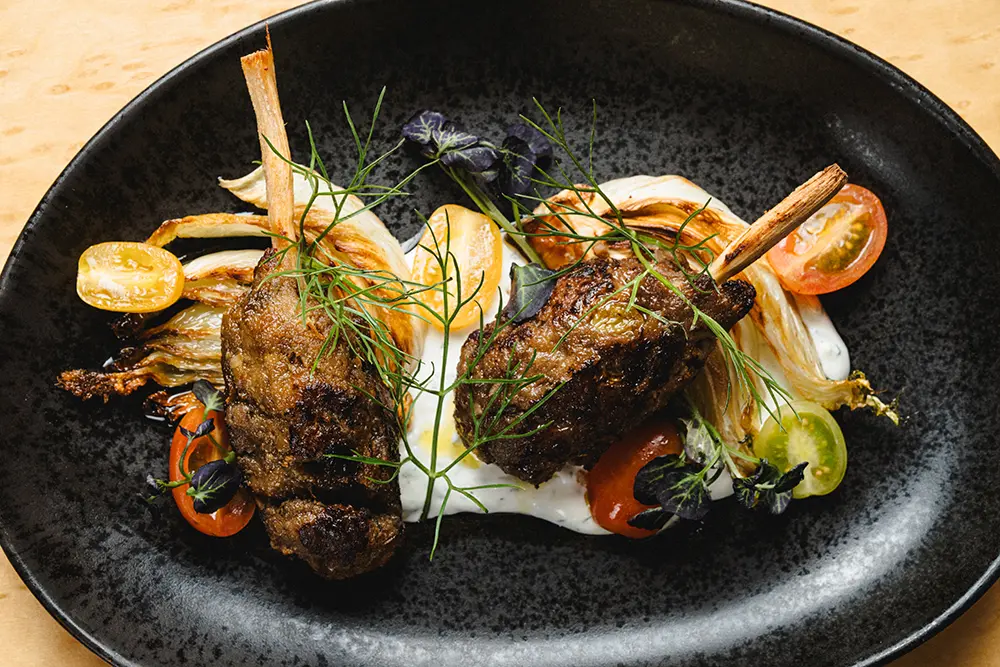 An appetizer of lamb at Snowbird's aerie restaurant
