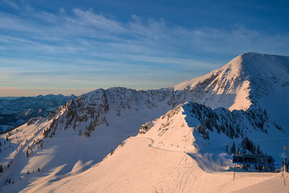 The view from Hidden Peak looking into mineral at sunrise