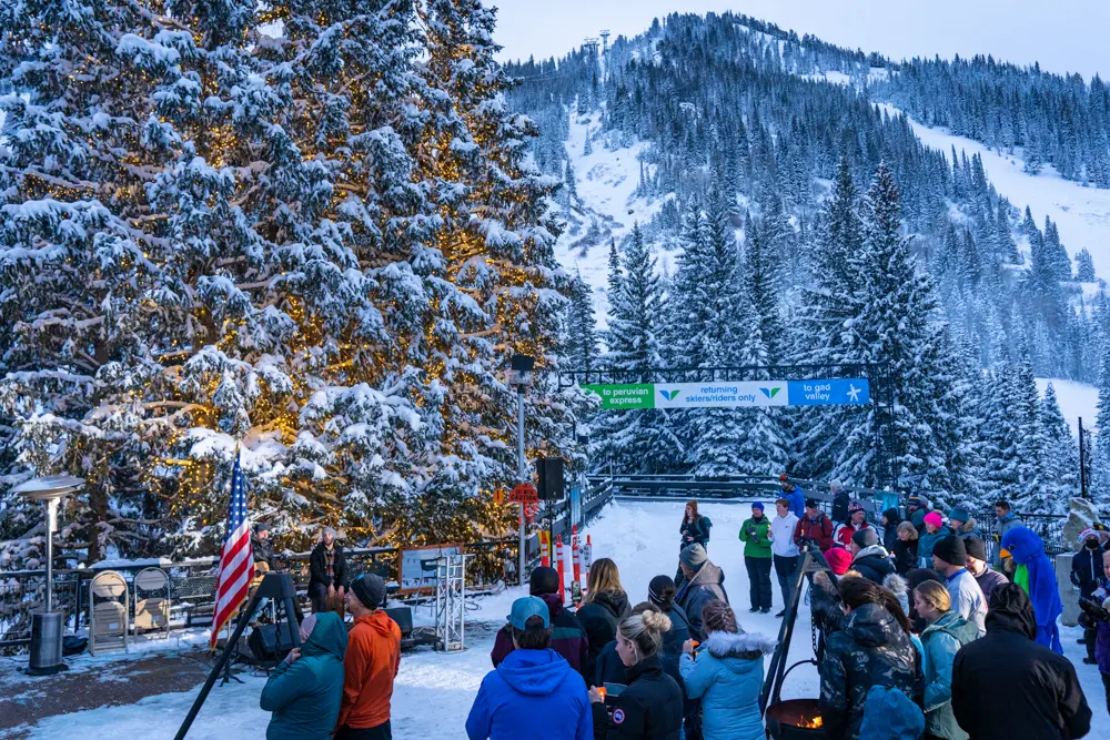 Highly Decorated Tree Lighting Veteran's Event at Snowbird with Wasatch Adaptive Sports
