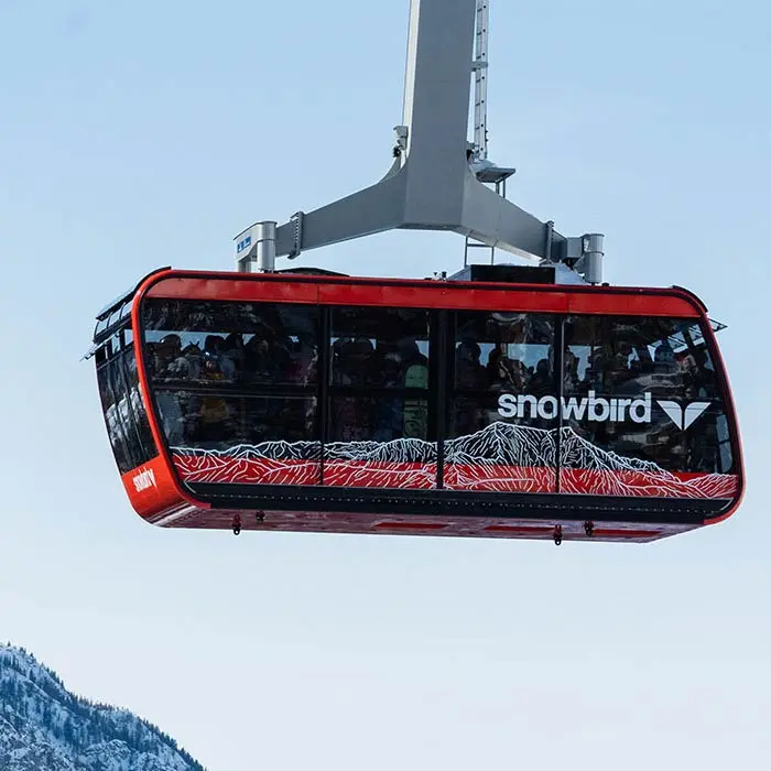 Taking the scenic tram on the Red tram in winter is one of Snowbird's many winter activities