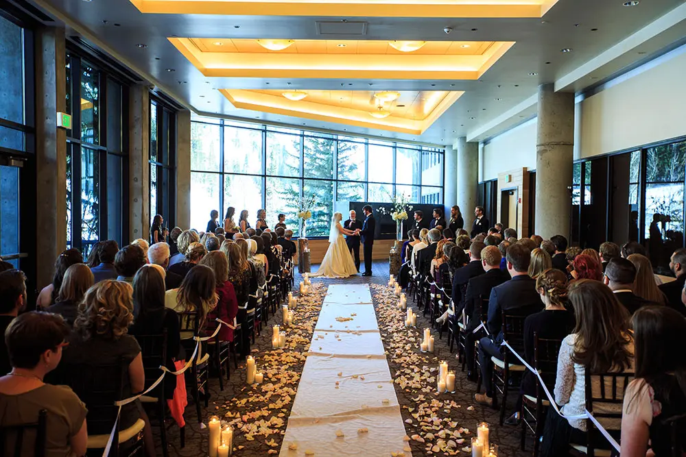Snowbird wedding inside The Cliff Lodge at Snowbird
