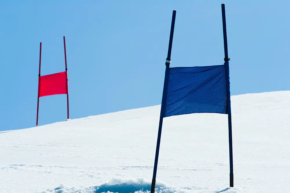 Giant slalom gates at Snowbird for an SBSEF race