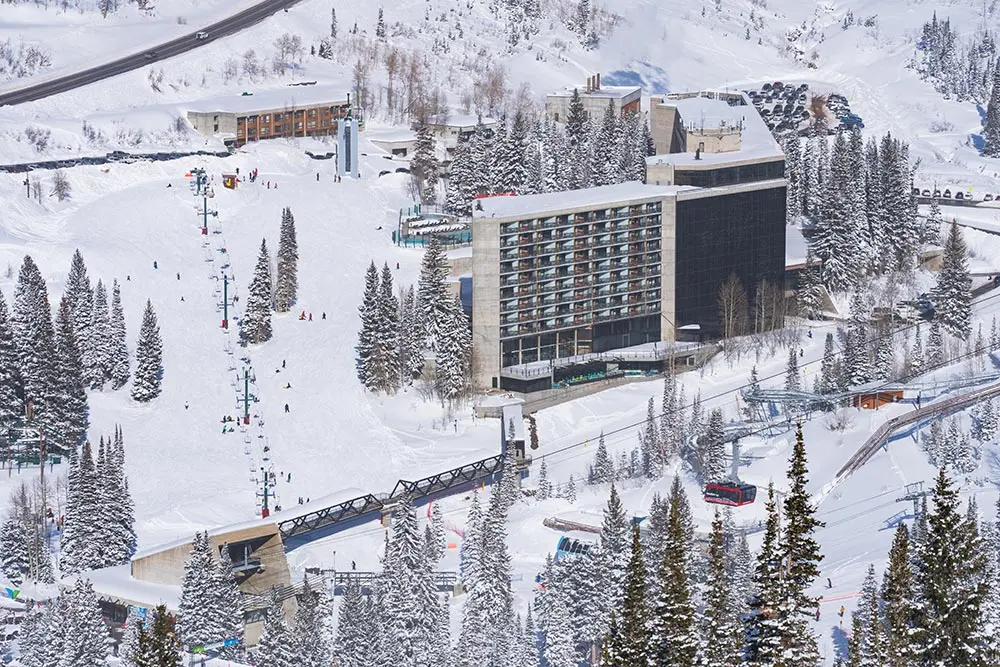 The Cliff Lodge and the Tram at Snowbird, one of Snowbird's slopeside lodging options