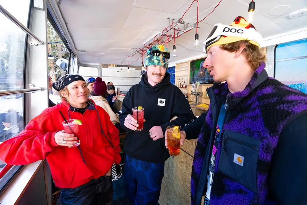 Drinking cocktails at Snowbird in the new Tram Bar