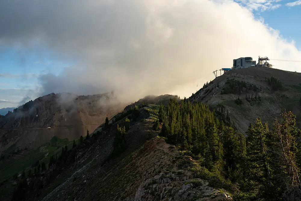 Snowbird's Summit Restaurant in summer, at the top of Hidden Peak