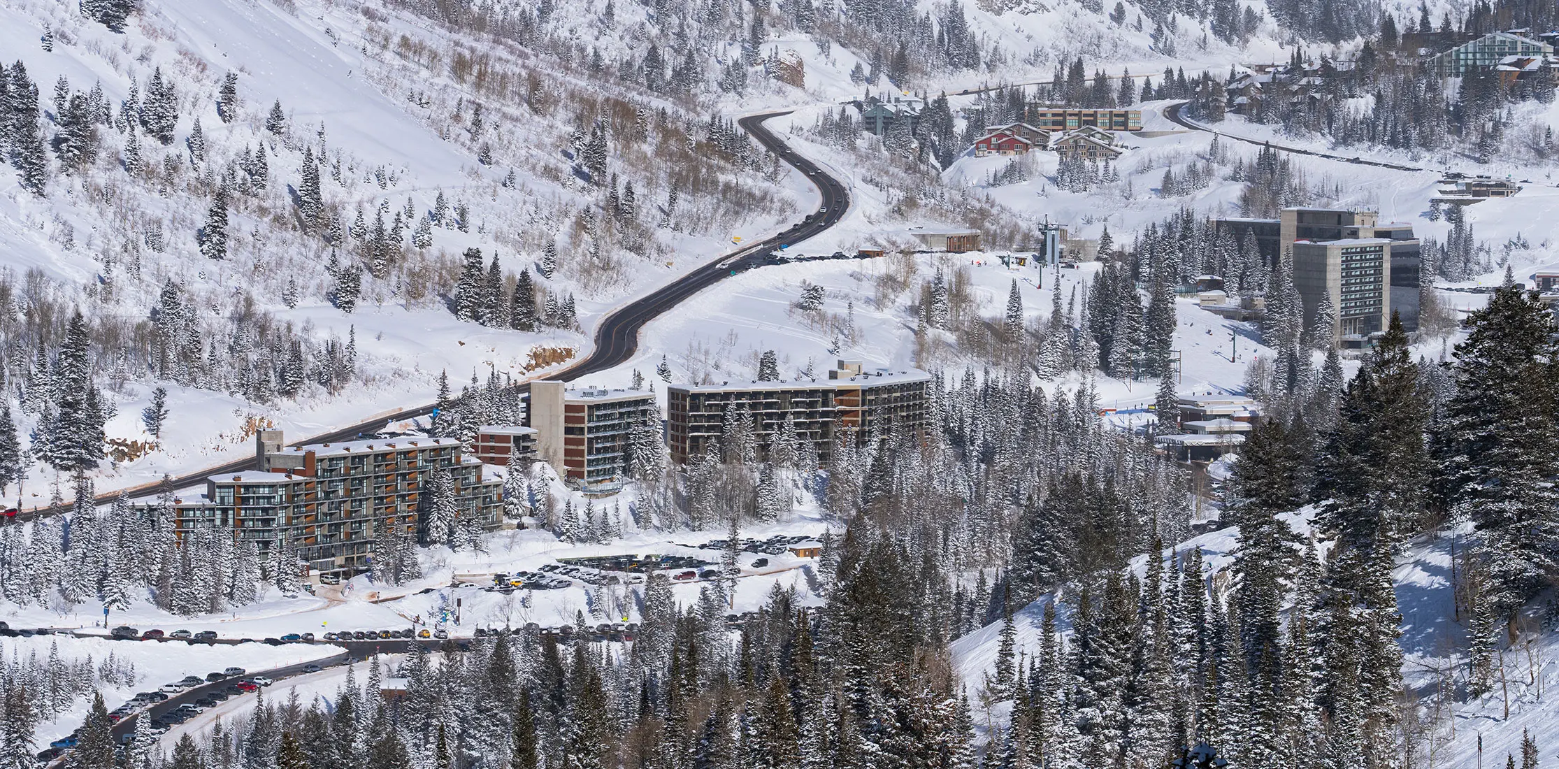 The lodges at Snowbird where you can stay slopeside and wake up next to the lifts