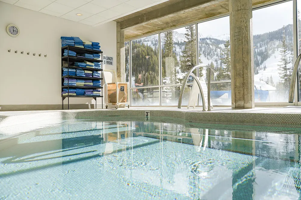 The indoor pool at Snowbird's Iron Blosam lodge - one of the slopeside lodging options near Snowbird's lifts