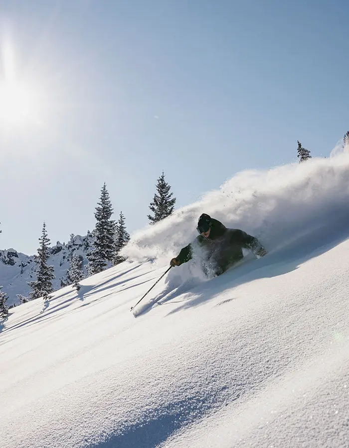 Deep powder skiing at Snowbird, mobile hero.