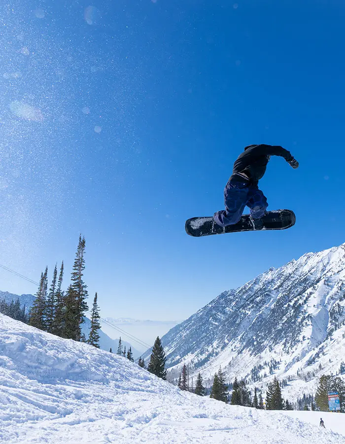 Mobile hero of a snowboarder during the Snowbird spring sale