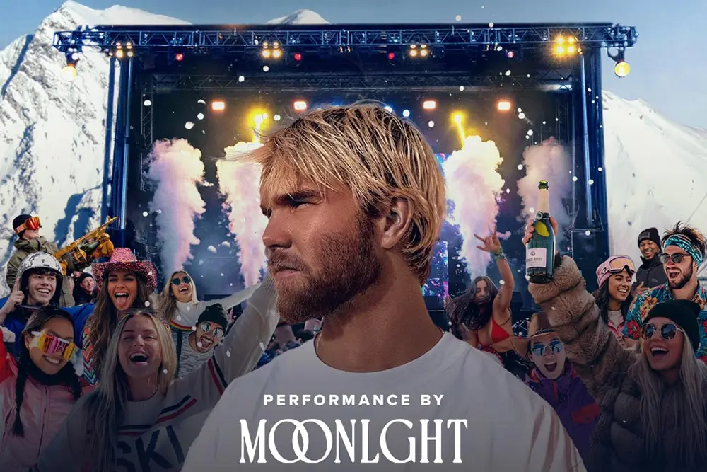 Poster for Outside Life x Moonlight event, here for the Apres