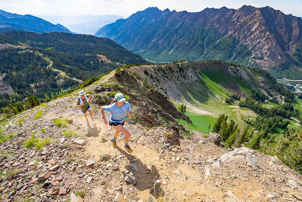 Trail runners run up the Cirque at Snowbird during the cirque series, a trail race