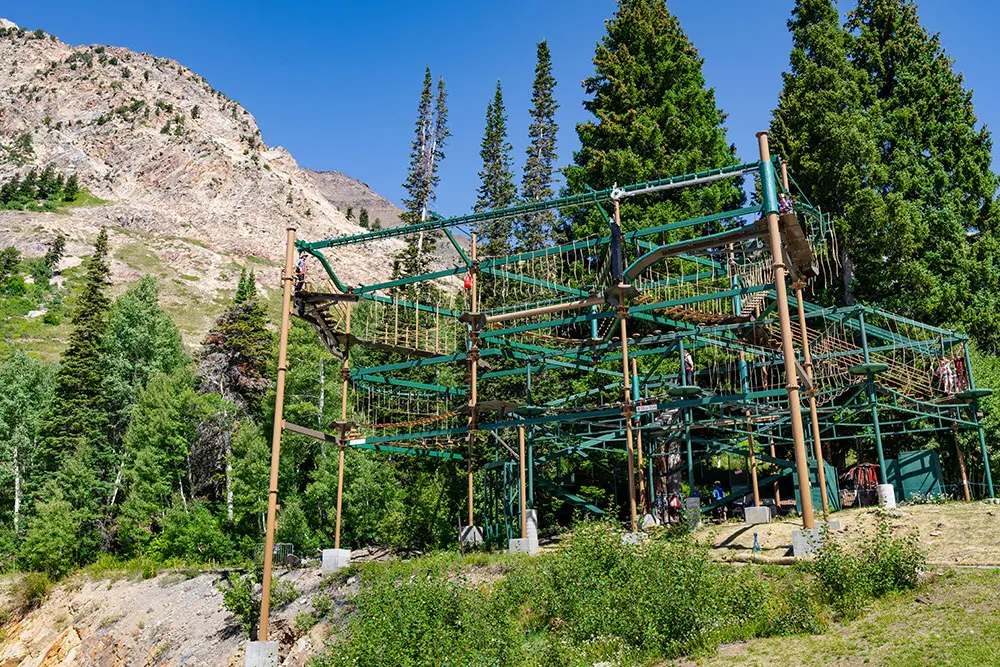 Ropes course at Snowbird, structure from below