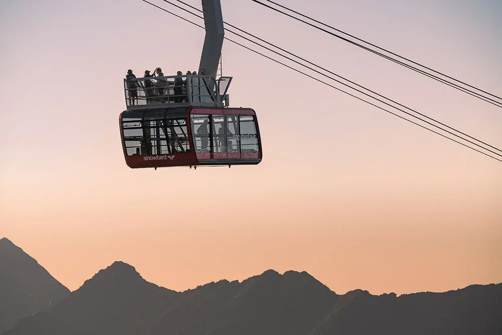 Snowbird Tram rises above the mountain line at Snowbird, unlimited summer tram access is included with your season pass