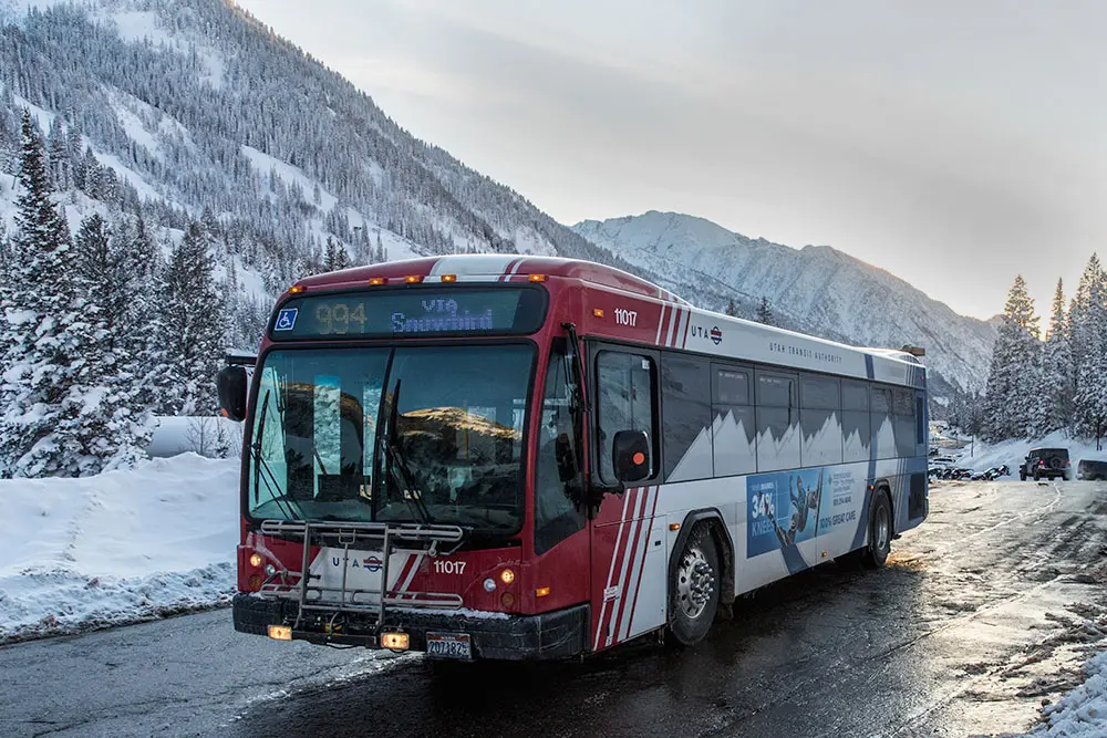 UTA ski bus arrives at Snowbird