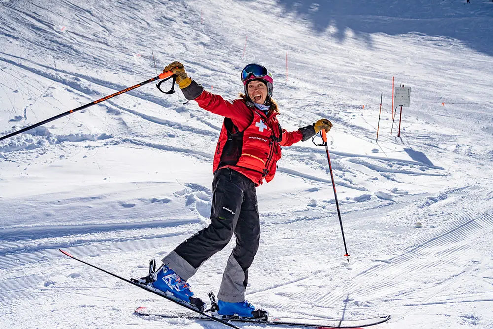 Tina Biddle strikes a pose in a Snowbird Ski Patrol uniform