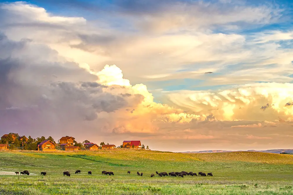 Zion Mountain Ranch at sunset- passholders receive 25% off a stay