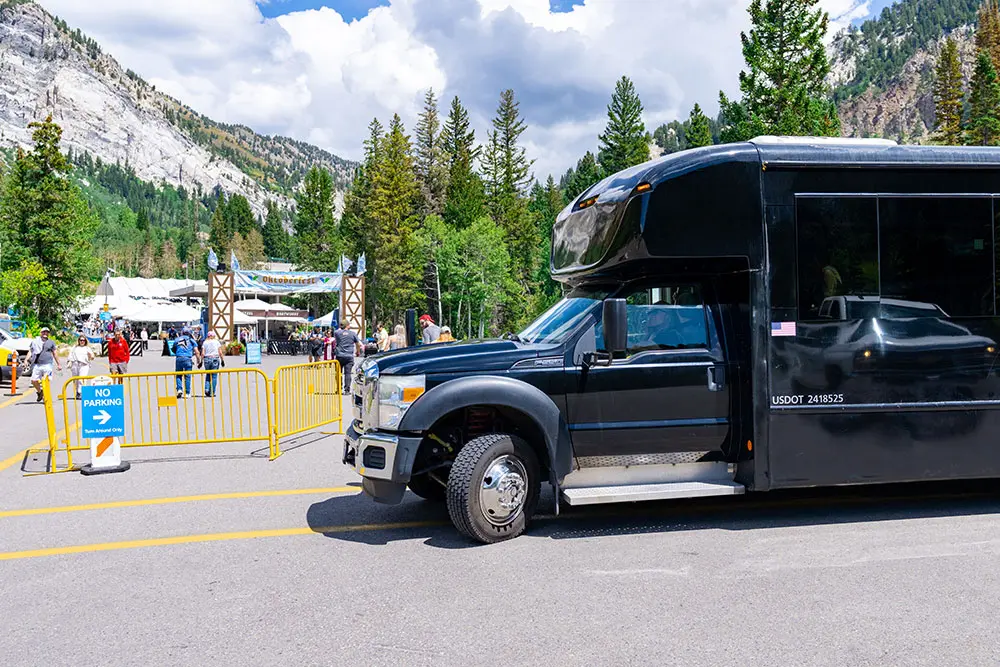 Shuttle stops by Oktoberfest, giving people free rides to the park-and-ride