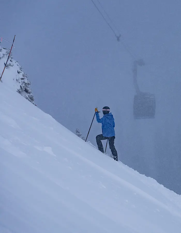 Stormy day at Snowbird with tram rising, mobile hero