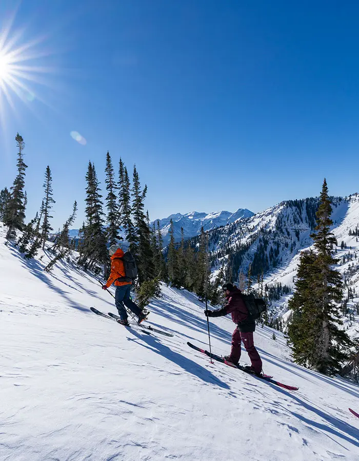 Snowbird Mountain Guides leading a backcountry tour in the Wasatch Mountains near Snowbird- mobile hero