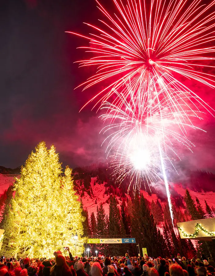 Mobile hero of fireworks at Snowbird on new years