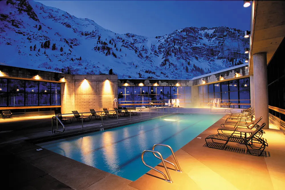 Spa pool in winter at Snowbird