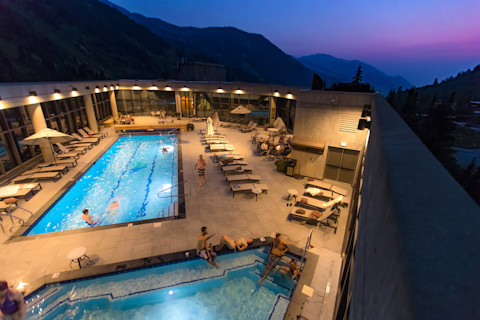 The Cliff Spa at night perfect for mountain luxury weddings in utah