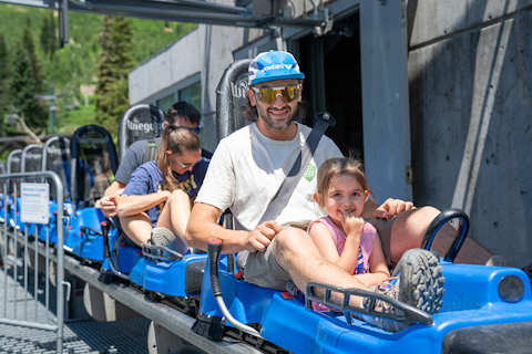 Summer Mountain Coaster with Family at Snowbird during Family Reunions