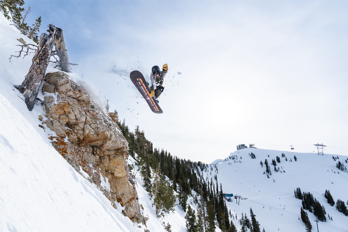 Jack Hessler snowboarding at Snowbird
