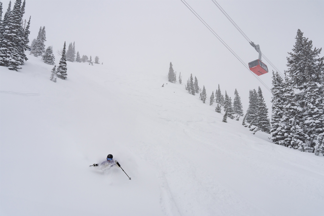 Powder Skiing off of the Cirque from The Aerial Tram