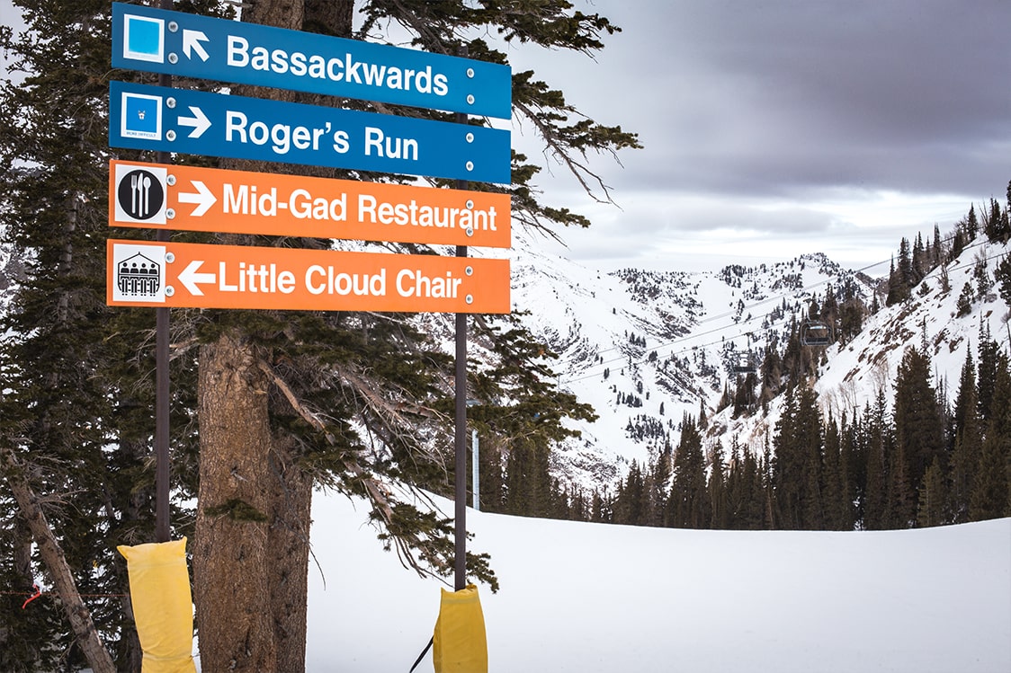 Ski Lift Trail Signs at Snowbird, Utah