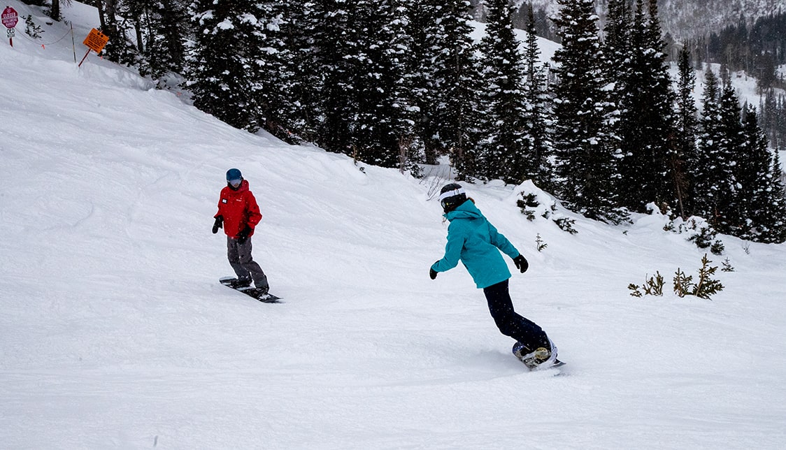 Beginner and intermediate adult snowboard lessons at Snowbird