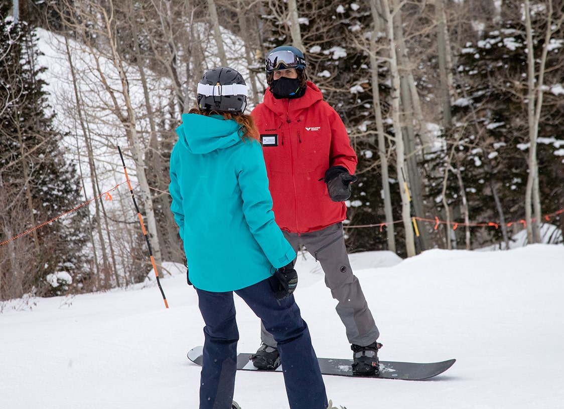 Beginner and intermediate adult snowboard lessons at Snowbird