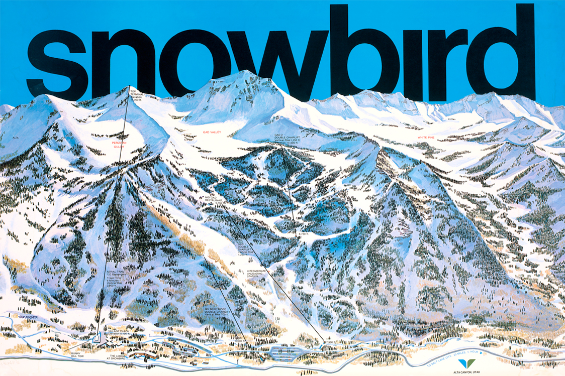 Snowbird Early Trailmap designed by Ted Nagata